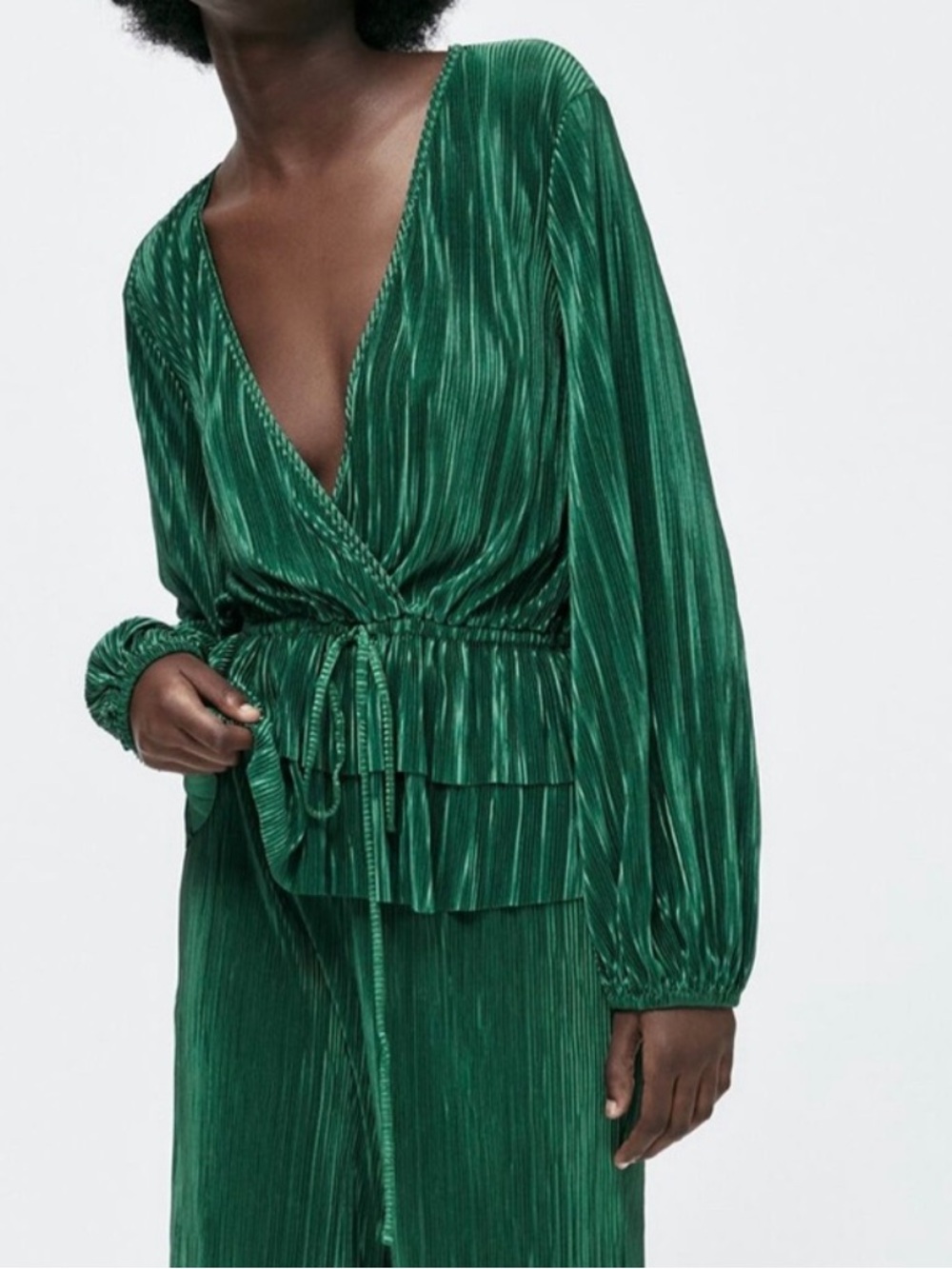 Zara Pleated Wrap Blouse